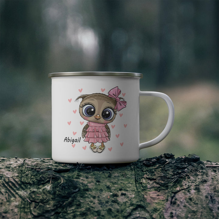 Personalized Enamel or Ceramic Mug - Pink Owl