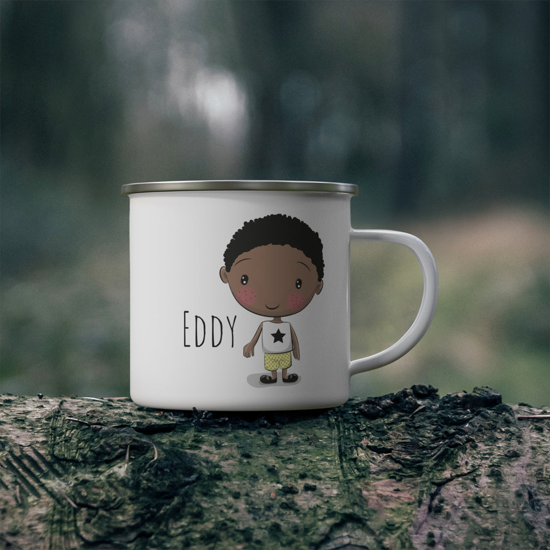 Personalized Enamel or Ceramic Mug - Male Short Curly Hair
