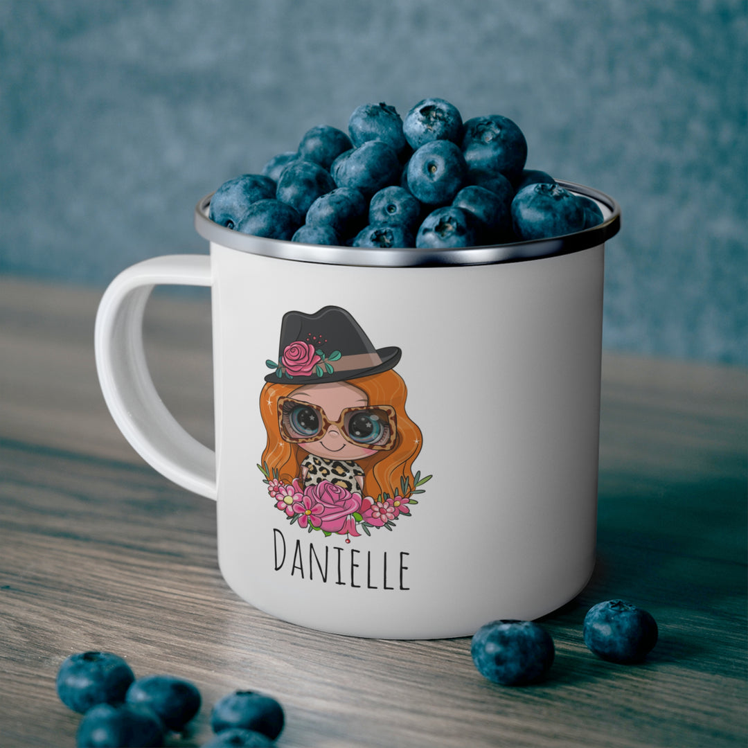 Personalized Enamel or Ceramic Mug - Female Hat & Glasses