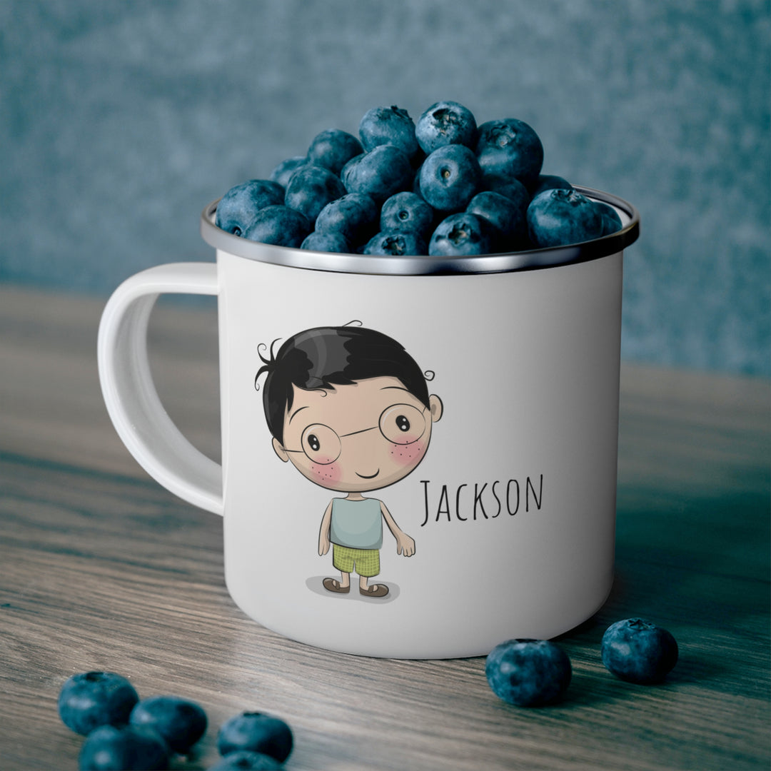 Personalized Enamel or Ceramic Mug - Male with Glasses
