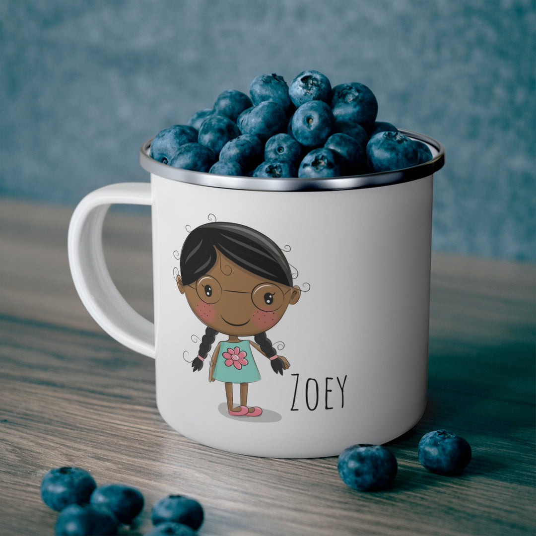 Personalized Enamel or Ceramic Mugs - Female with Glasses