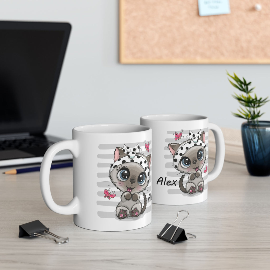 Personalized Enamel or Ceramic Mug - Cat