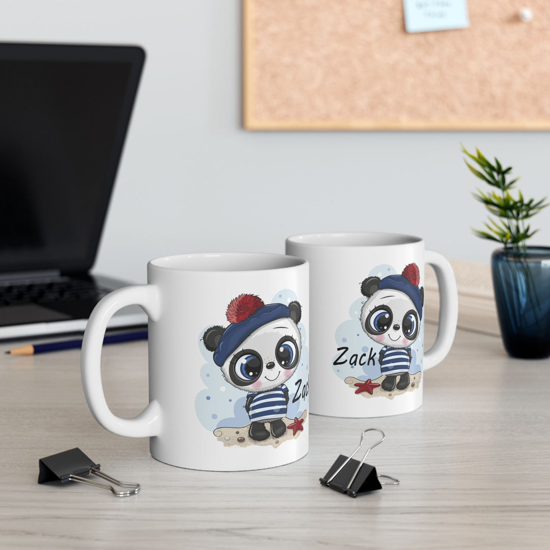 Personalized Enamel or Ceramic Mug - Blue Panda