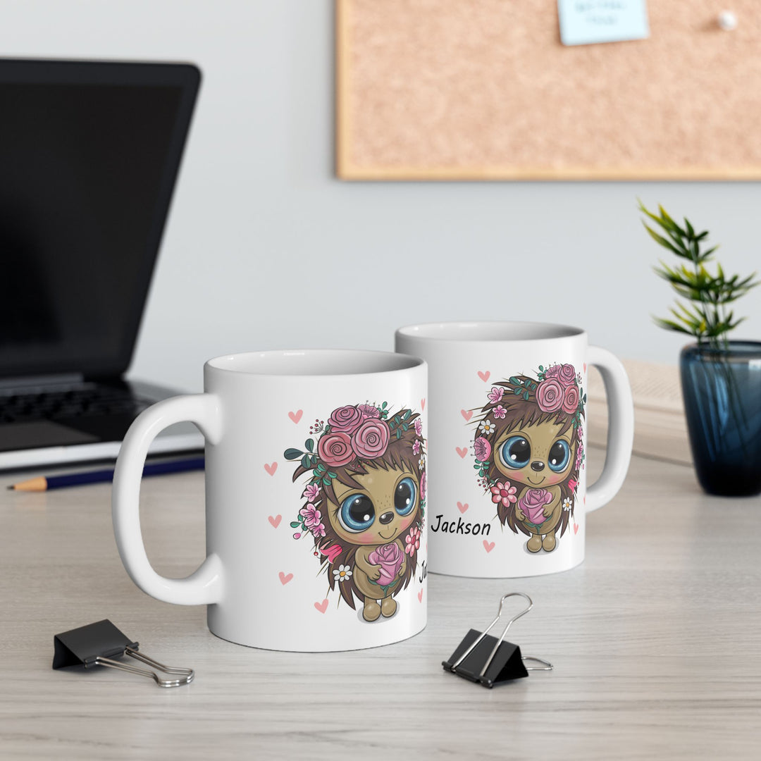 Personalized Enamel or Ceramic Mug - Hedgehog