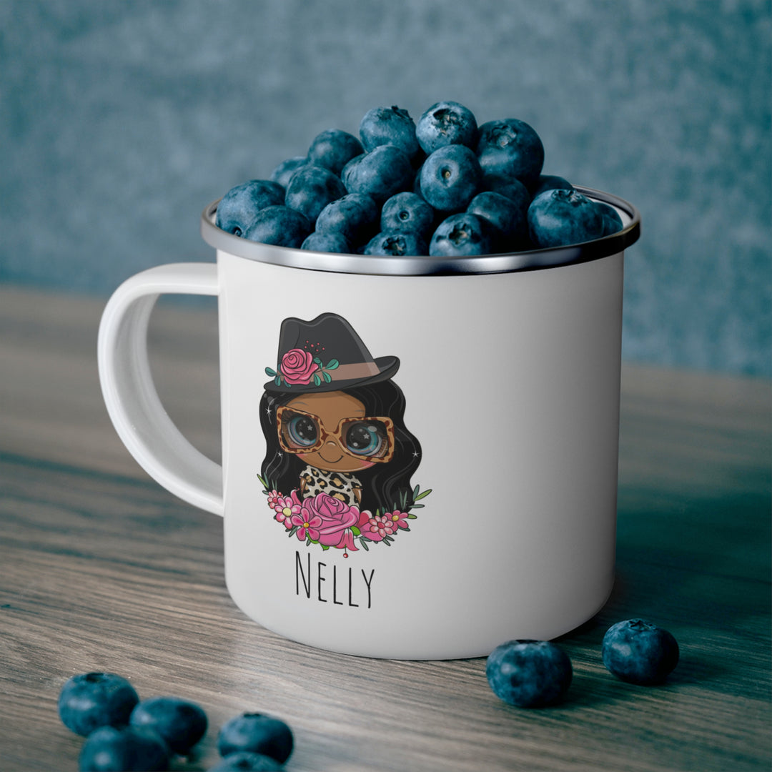 Personalized Enamel or Ceramic Mug - Female Hat & Glasses