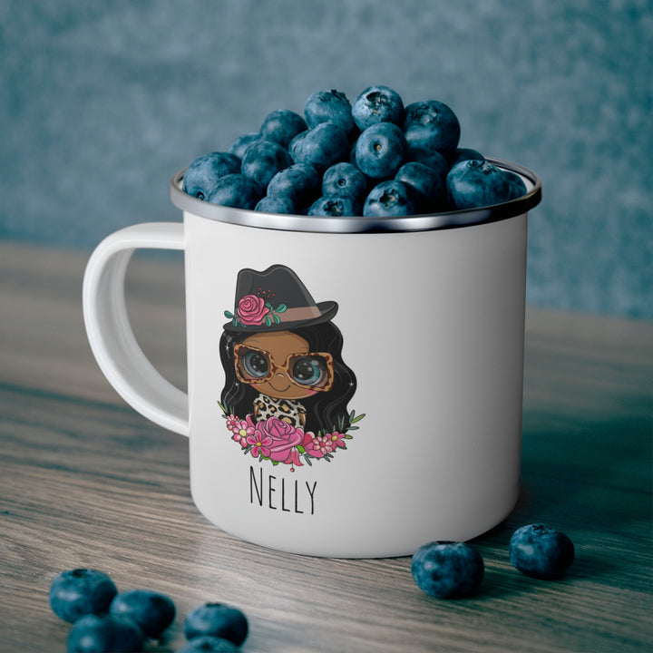 Personalized Enamel or Ceramic Mug - Female Hat & Glasses