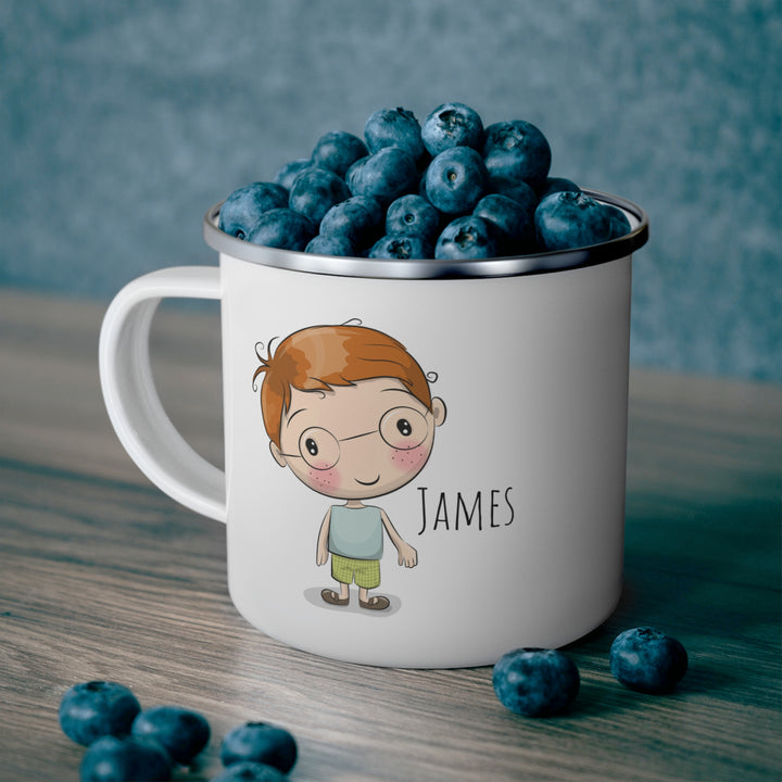 Personalized Enamel or Ceramic Mug - Male with Glasses