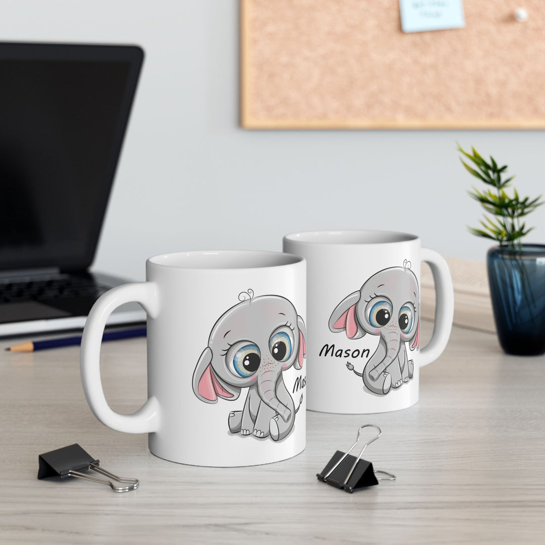 Personalized Enamel or Ceramic Mug - Elephant