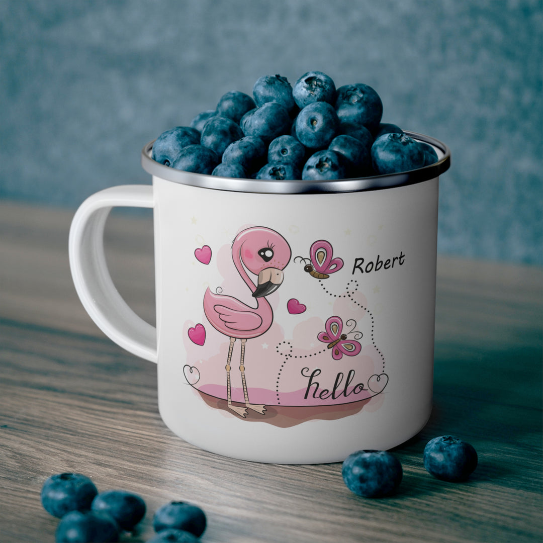 Personalized Enamel or Ceramic Mug - Flamingo