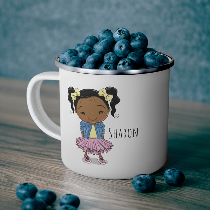 Personalized Enamel or Ceramic Mug - Female Pigtails