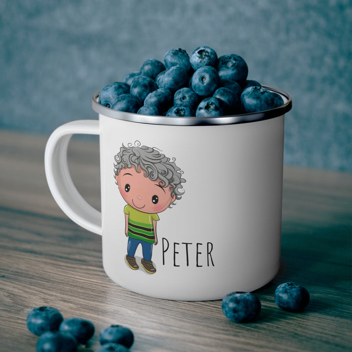 Personalized Enamel or Ceramic Mug - Male Curly Hair