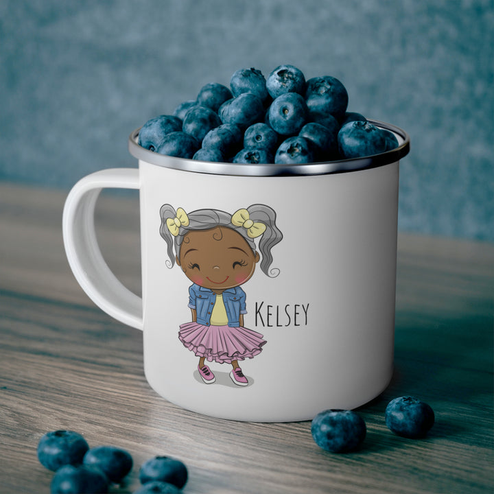 Personalized Enamel or Ceramic Mug - Female Pigtails