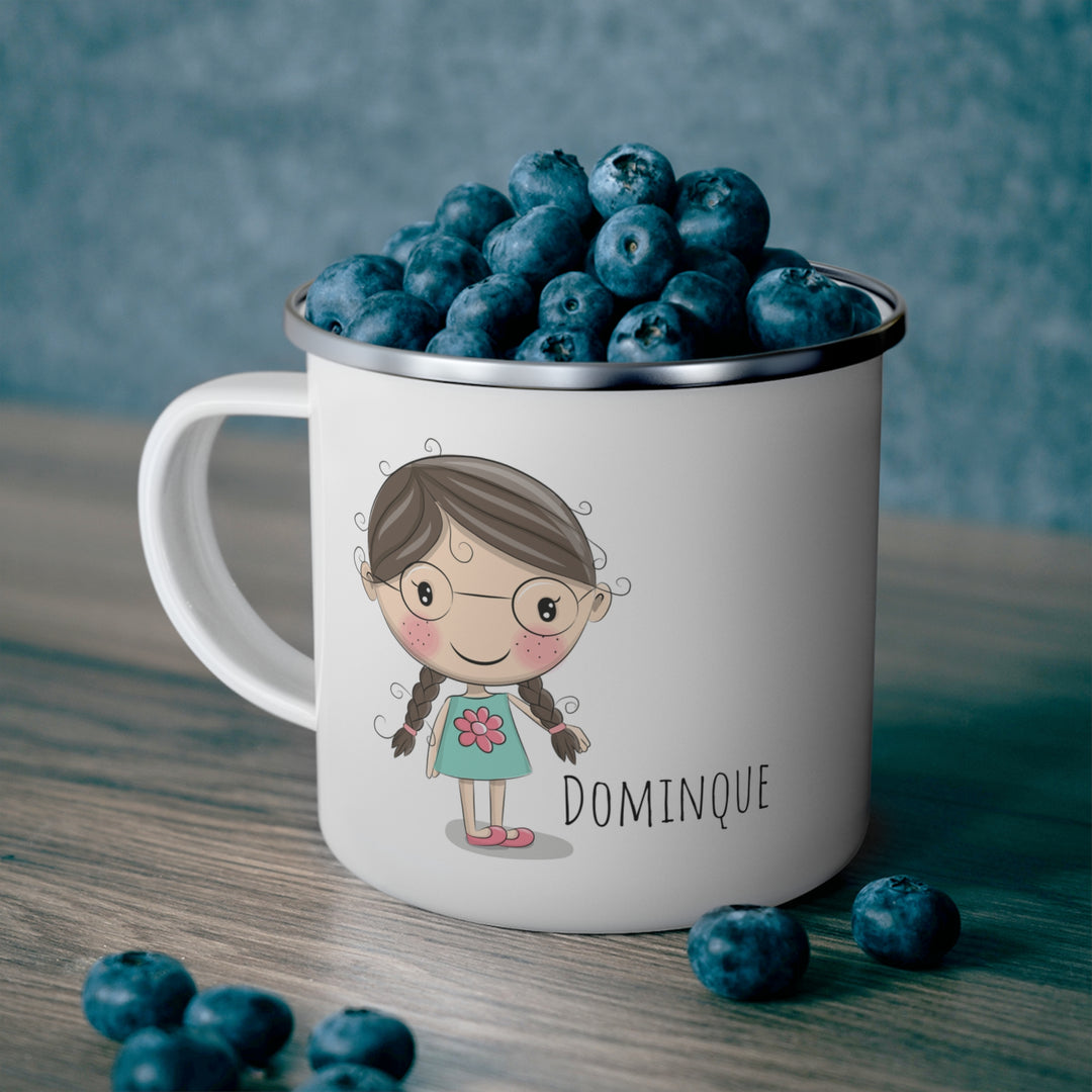 Personalized Enamel or Ceramic Mugs - Female with Glasses