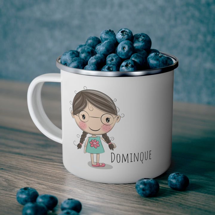 Personalized Enamel or Ceramic Mugs - Female with Glasses