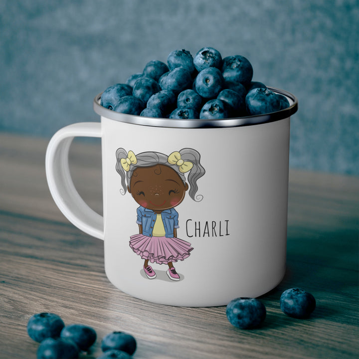 Personalized Enamel or Ceramic Mug - Female Pigtails