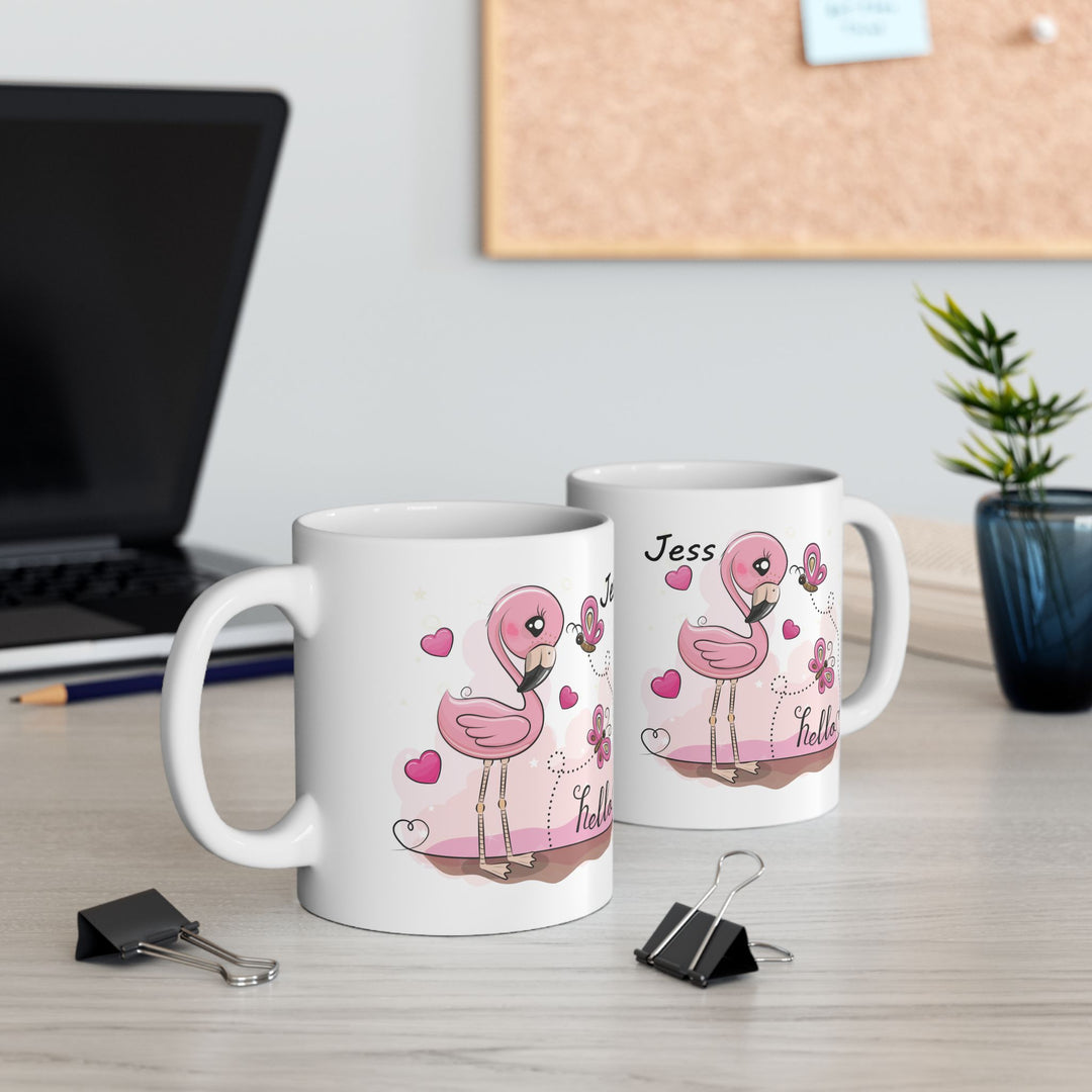 Personalized Enamel or Ceramic Mug - Flamingo