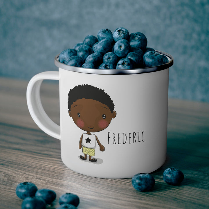 Personalized Enamel or Ceramic Mug - Male Short Curly Hair