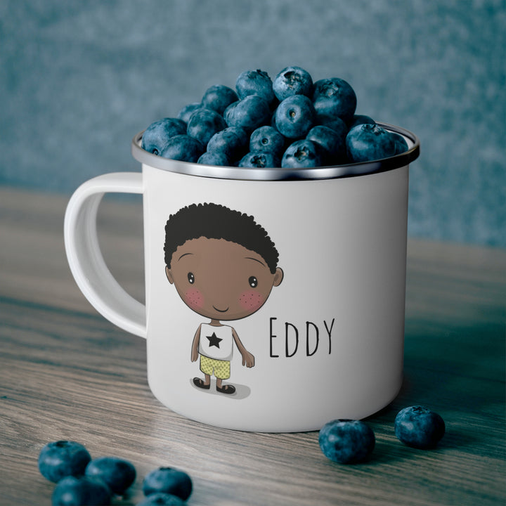 Personalized Enamel or Ceramic Mug - Male Short Curly Hair