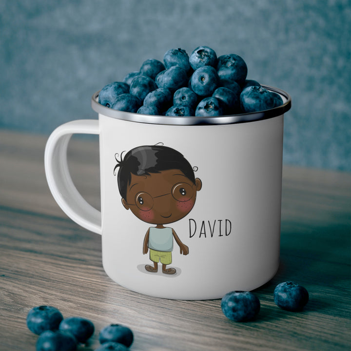 Personalized Enamel or Ceramic Mug - Male with Glasses