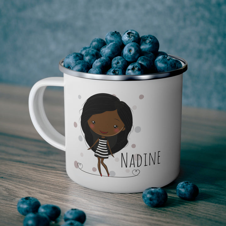 Personalized Enamel or Ceramic Mug - Female Stripe Dress