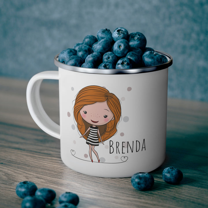 Personalized Enamel or Ceramic Mug - Female Stripe Dress