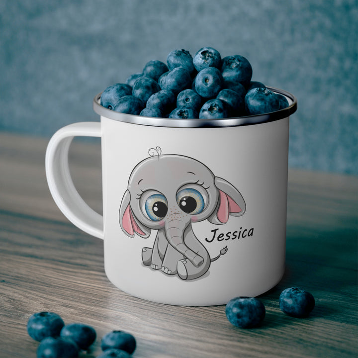Personalized Enamel or Ceramic Mug - Elephant
