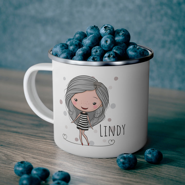 Personalized Enamel or Ceramic Mug - Female Stripe Dress
