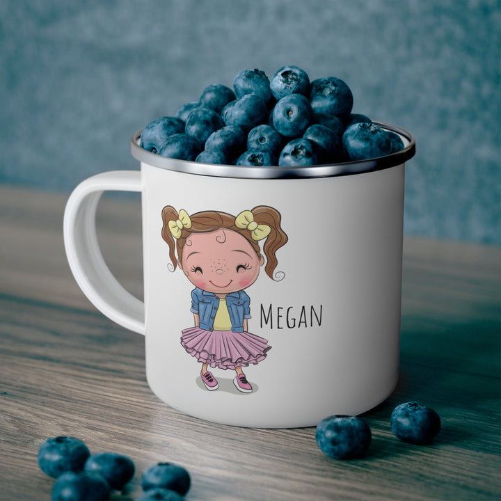 Personalized Enamel or Ceramic Mug - Female Pigtails