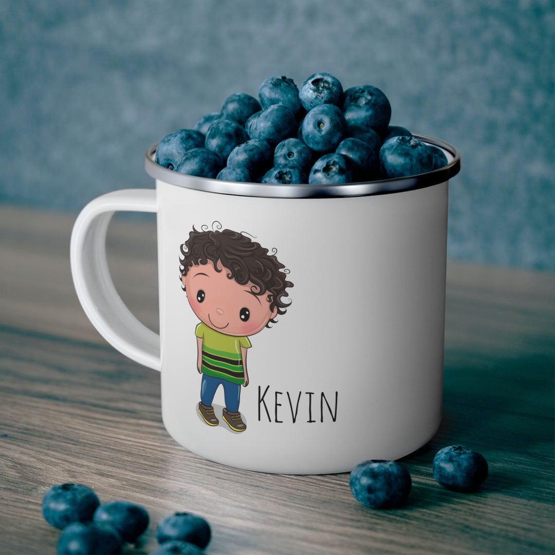 Personalized Enamel or Ceramic Mug - Male Curly Hair