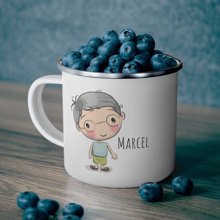 Personalized Enamel or Ceramic Mug - Male with Glasses