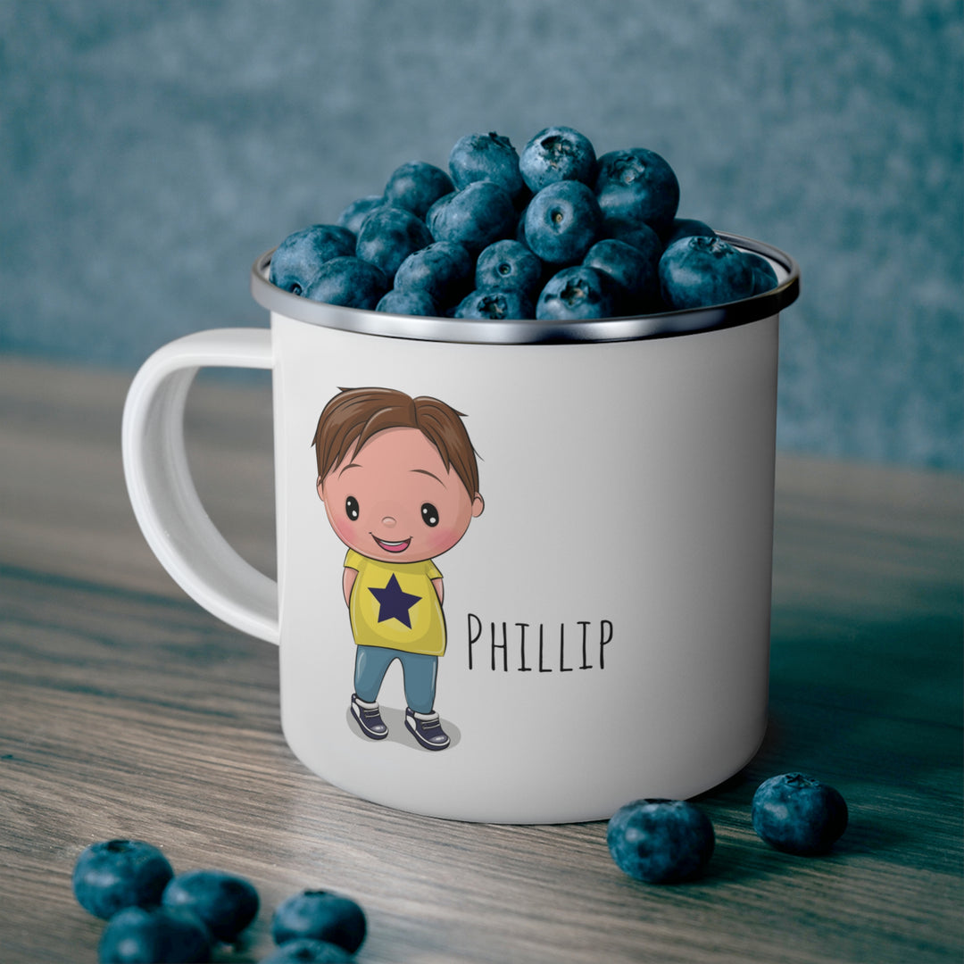 Personalized Enamel or Ceramic Mug - Male Straight Hair