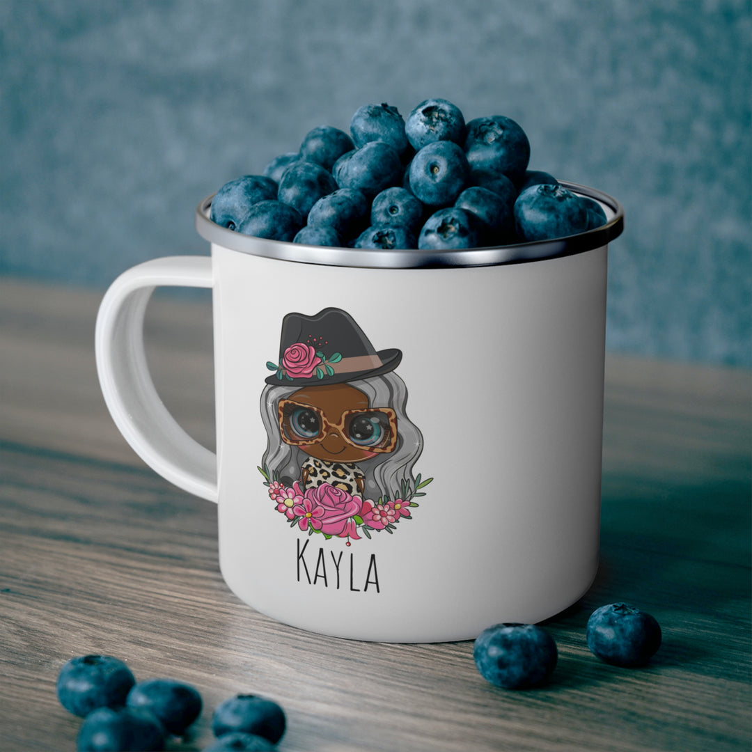 Personalized Enamel or Ceramic Mug - Female Hat & Glasses