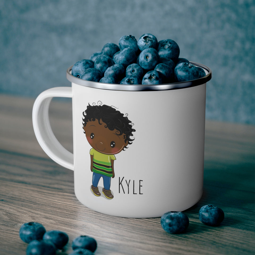 Personalized Enamel or Ceramic Mug - Male Curly Hair