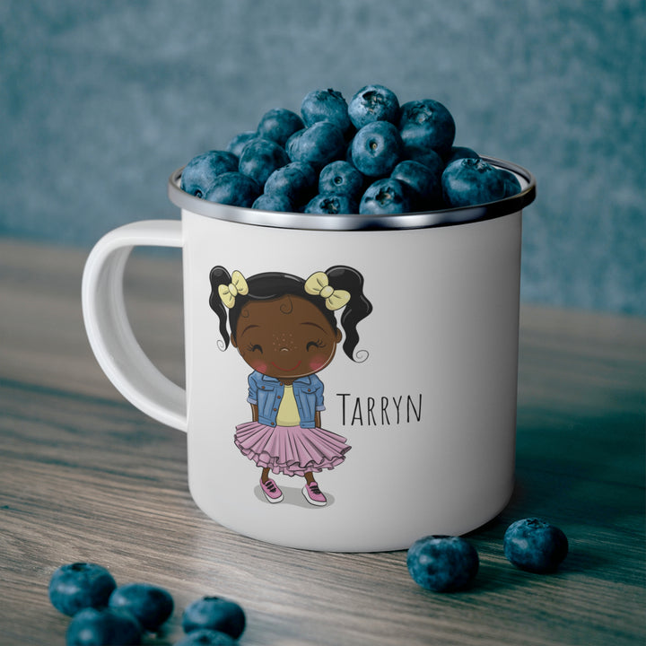 Personalized Enamel or Ceramic Mug - Female Pigtails