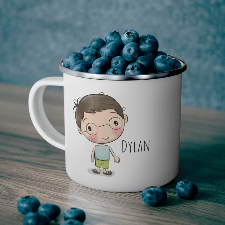Personalized Enamel or Ceramic Mug - Male with Glasses