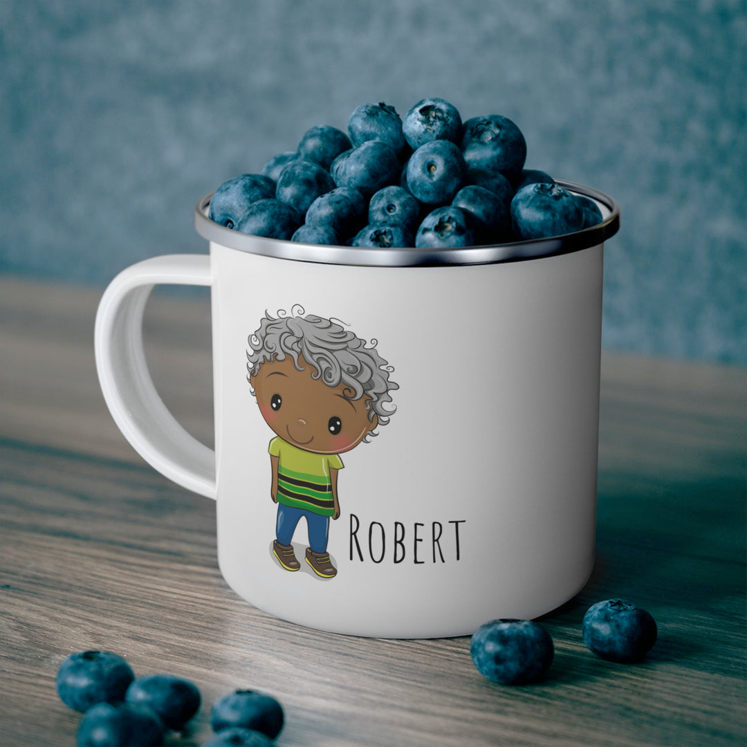 Personalized Enamel or Ceramic Mug - Male Curly Hair