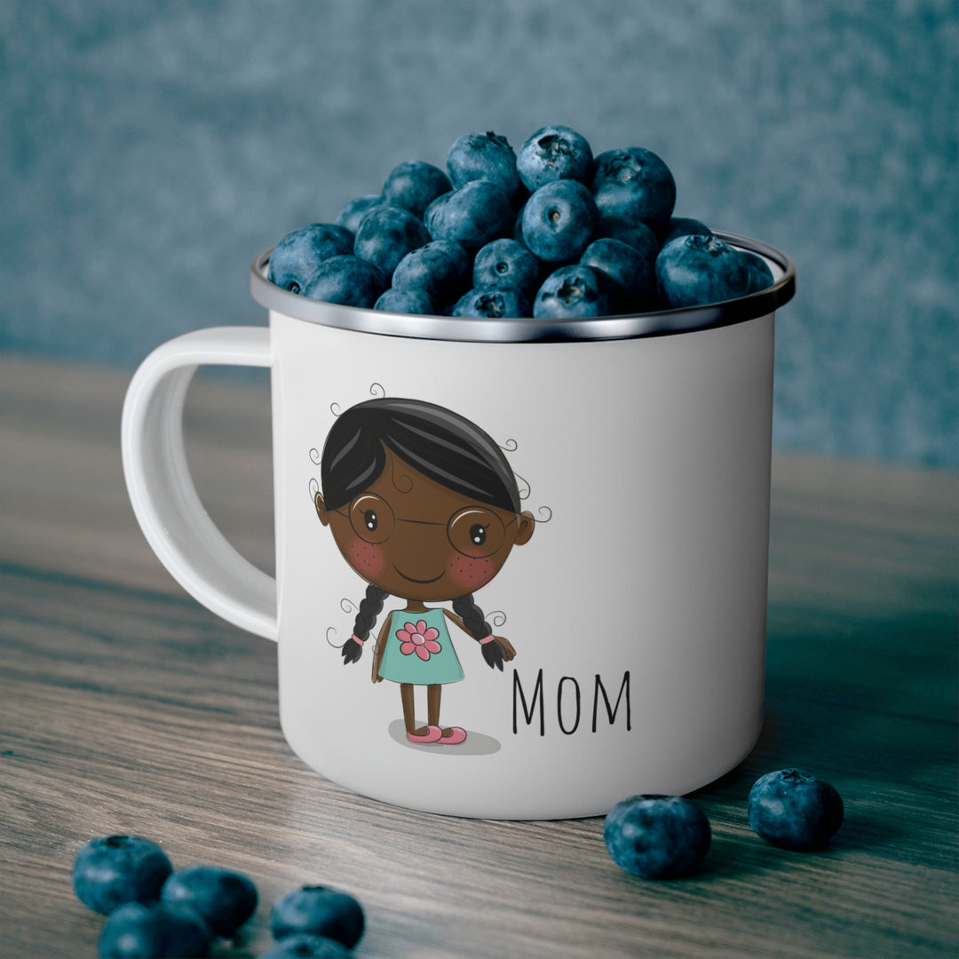 Personalized Enamel or Ceramic Mugs - Female with Glasses
