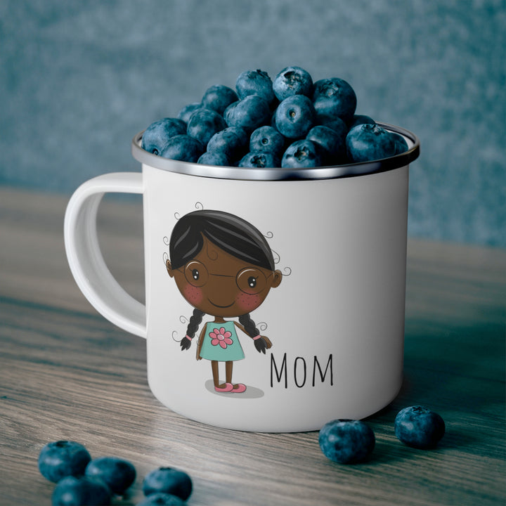 Personalized Enamel or Ceramic Mugs - Female with Glasses