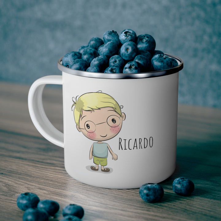 Personalized Enamel or Ceramic Mug - Male with Glasses