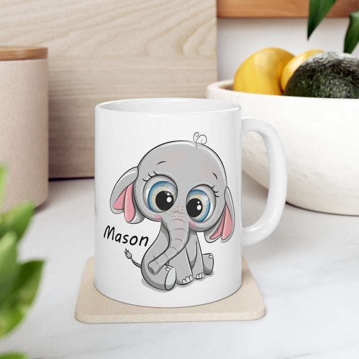 Personalized Enamel or Ceramic Mug - Elephant