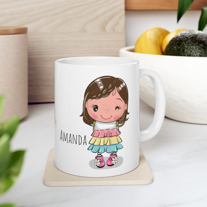 Personalized Enamel or Ceramic Mug - Female Short Hair