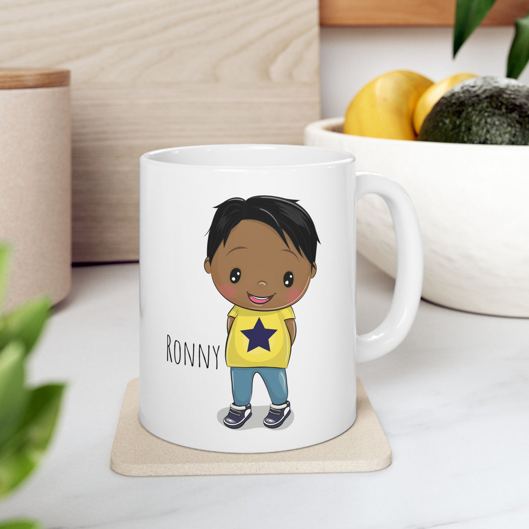 Personalized Enamel or Ceramic Mug - Male Straight Hair