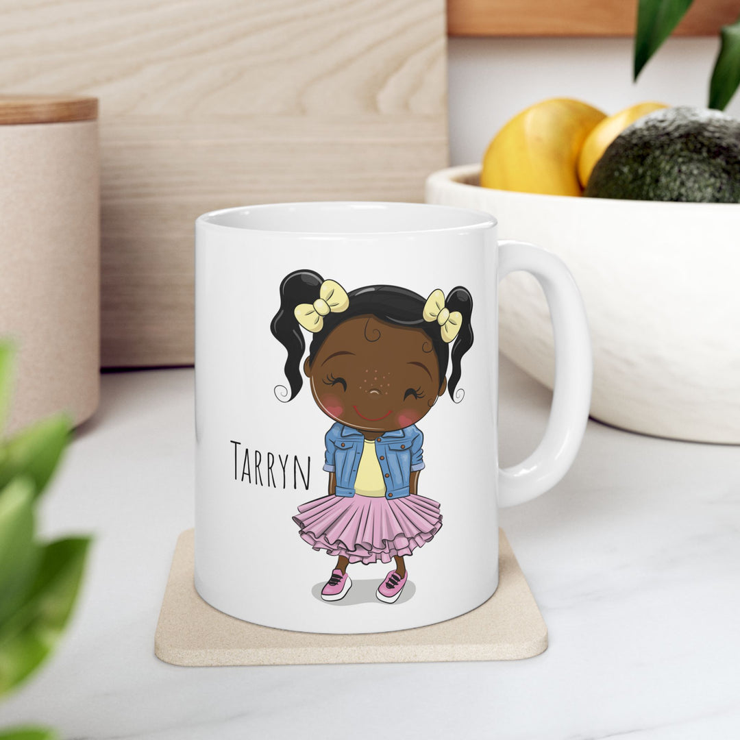 Personalized Enamel or Ceramic Mug - Female Pigtails