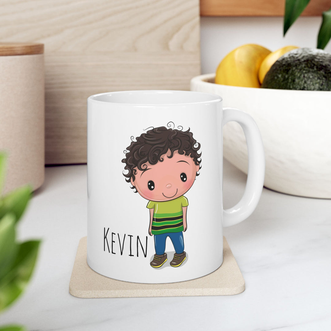 Personalized Enamel or Ceramic Mug - Male Curly Hair
