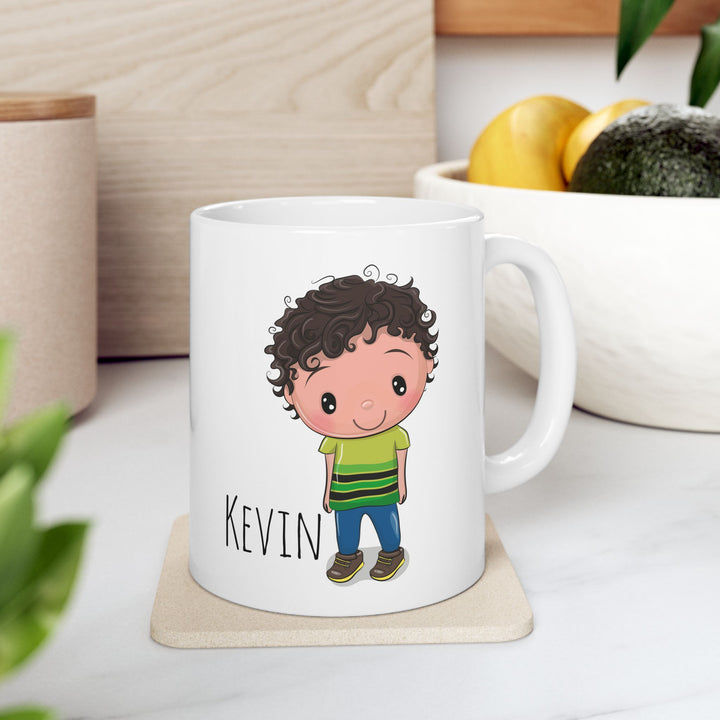 Personalized Enamel or Ceramic Mug - Male Curly Hair