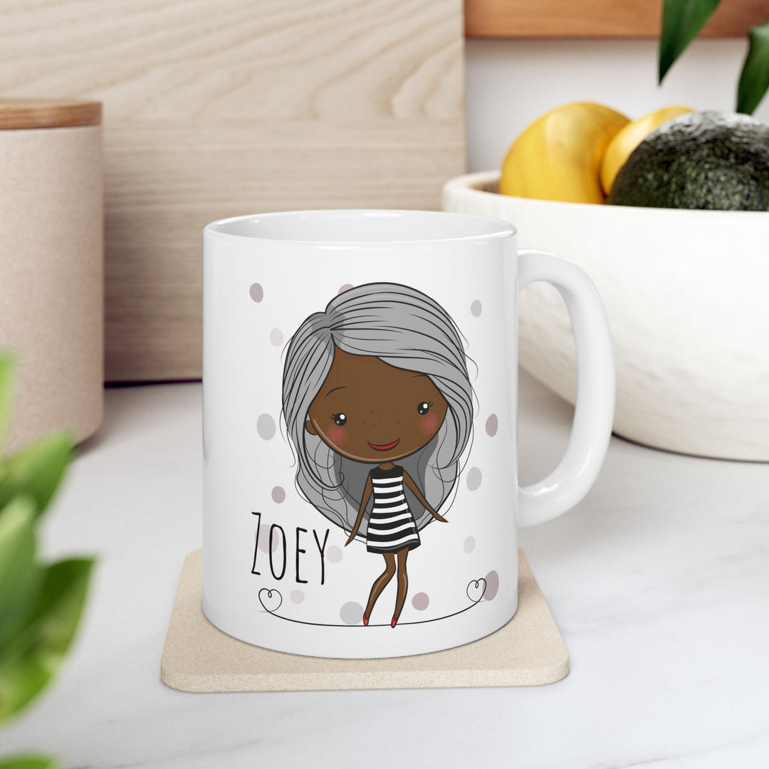Personalized Enamel or Ceramic Mug - Female Stripe Dress