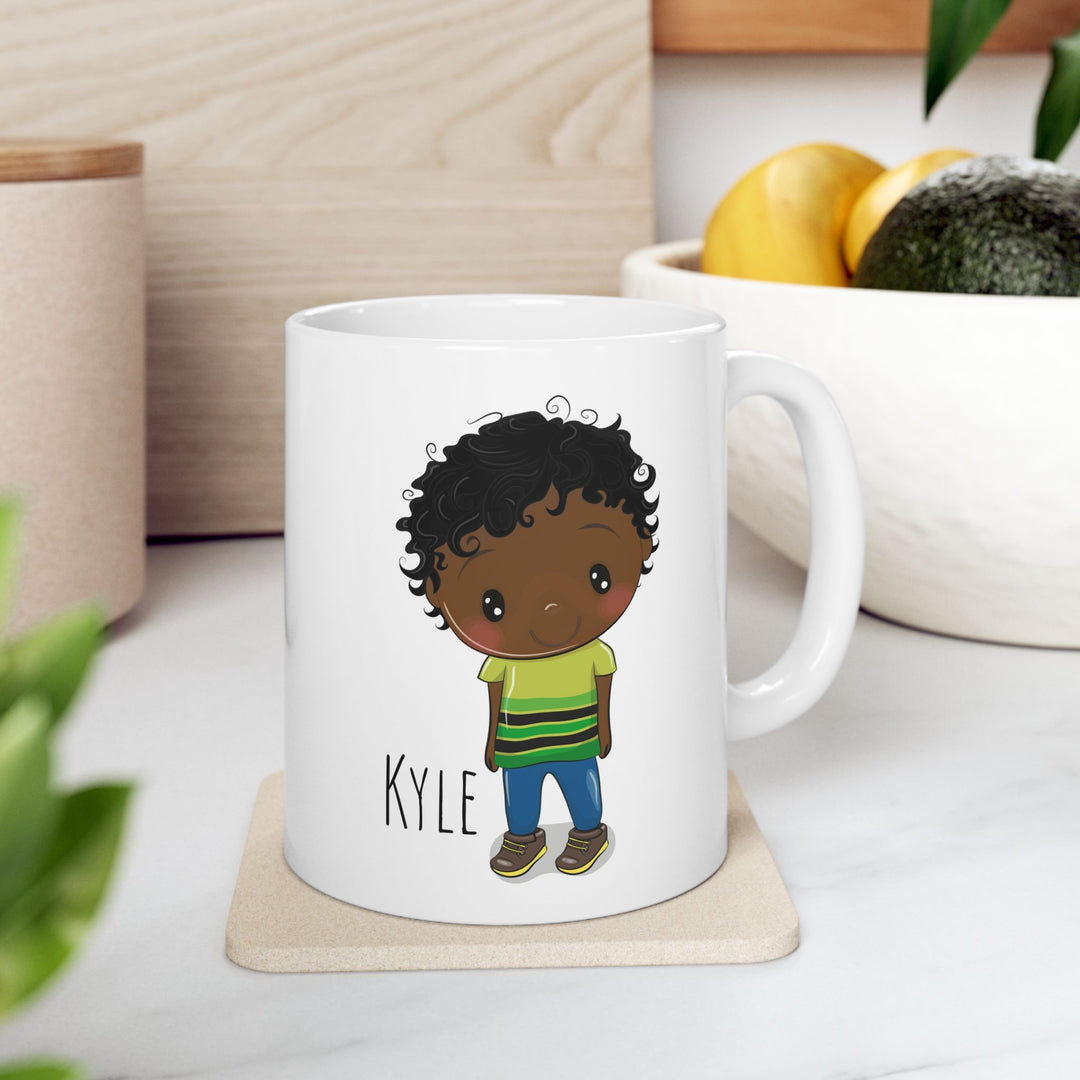 Personalized Enamel or Ceramic Mug - Male Curly Hair