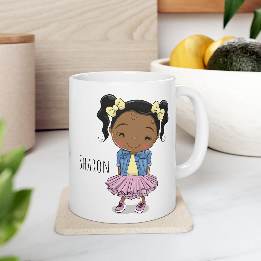 Personalized Enamel or Ceramic Mug - Female Pigtails