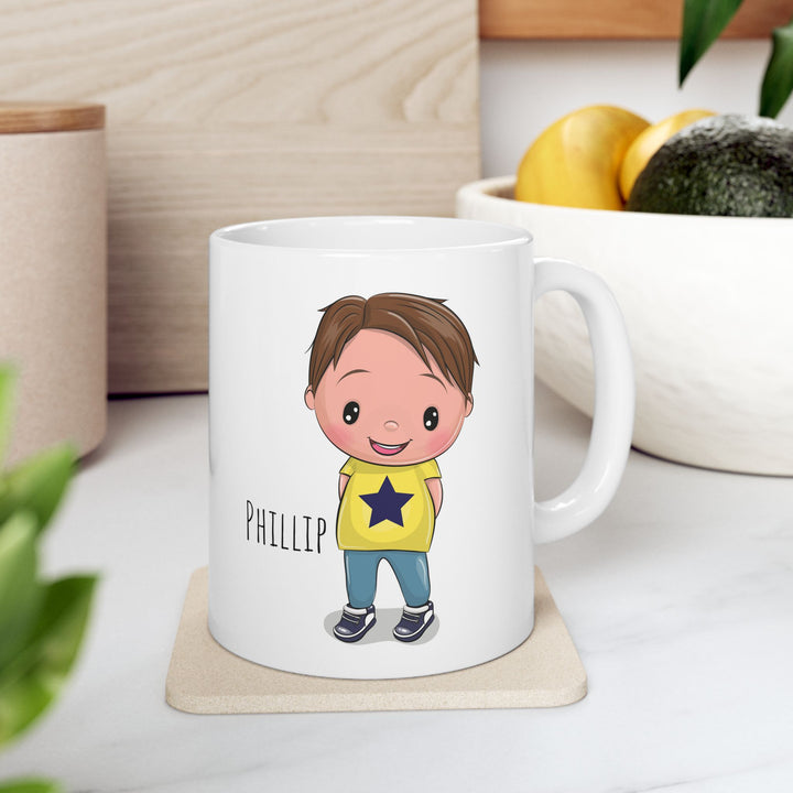 Personalized Enamel or Ceramic Mug - Male Straight Hair