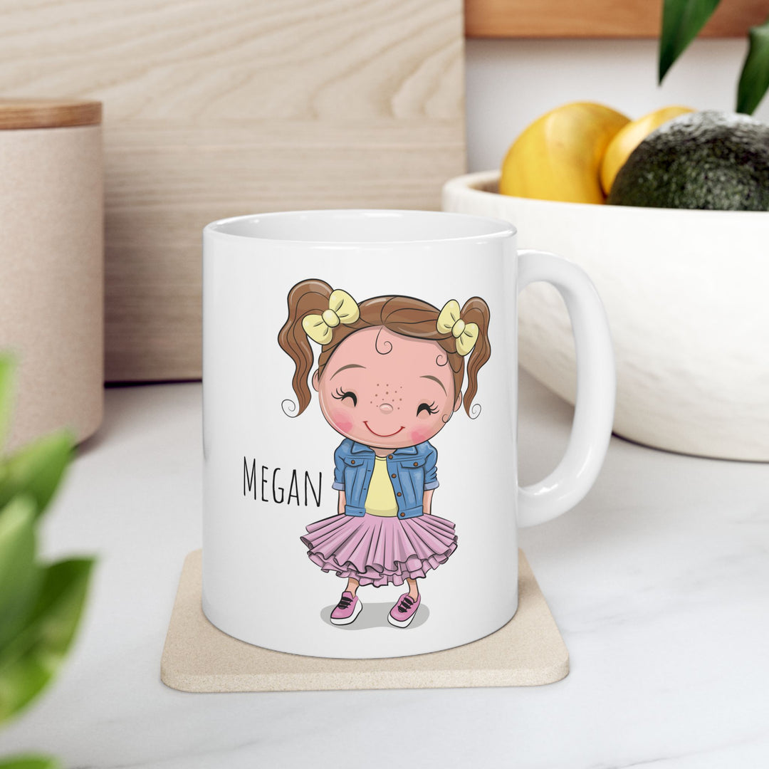 Personalized Enamel or Ceramic Mug - Female Pigtails